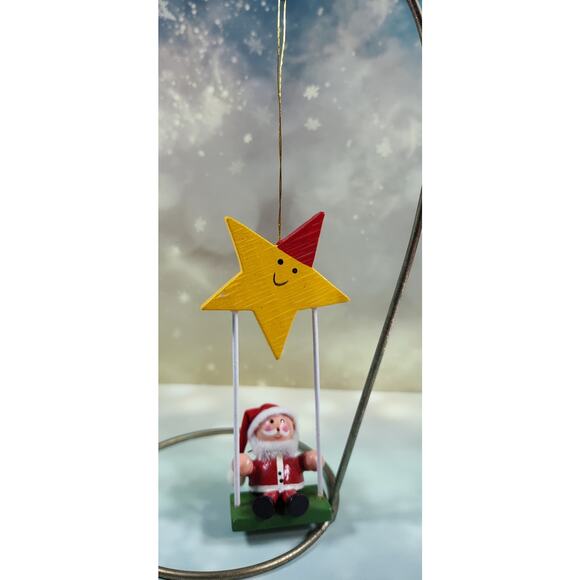 Avon Originals Hand Painted Santa on a Star Christmas Ornament - Picture 1 of 6